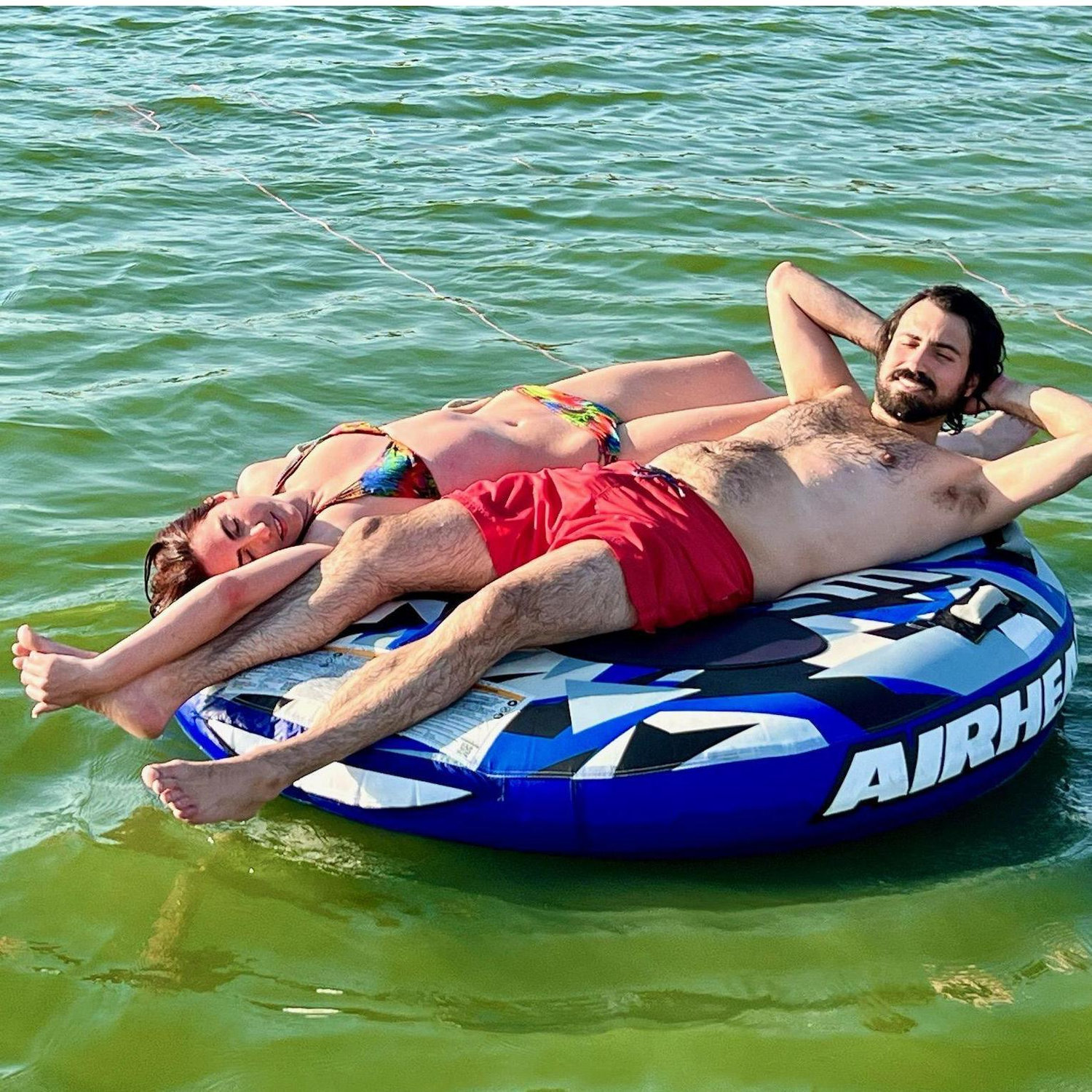 Day on the lake! Moments before getting launched off the tube.