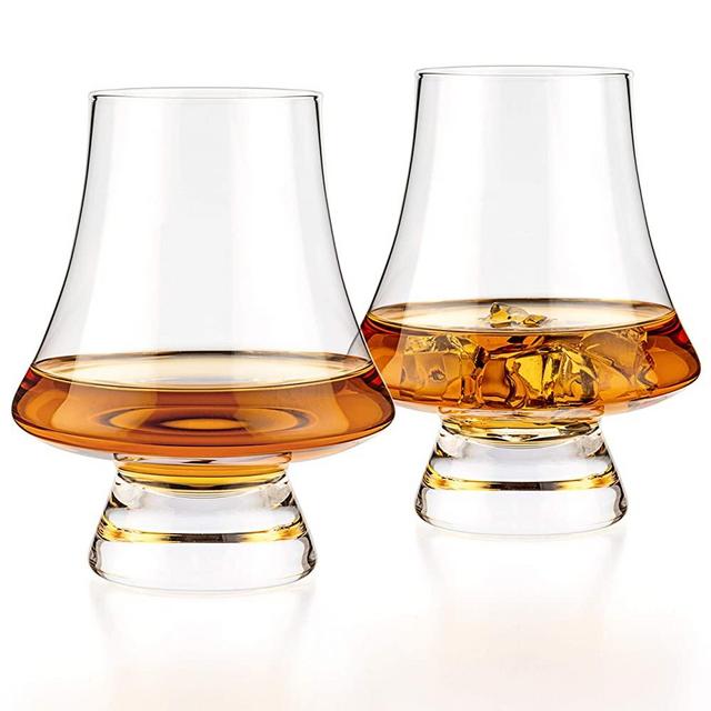 Luxbe - Bourbon Whisky Crystal Glass Snifter, Set of 2 - Narrow Rim Tasting Glasses - Handcrafted - Good for Cognac Brandy Scotch - 9-ounce/260ml