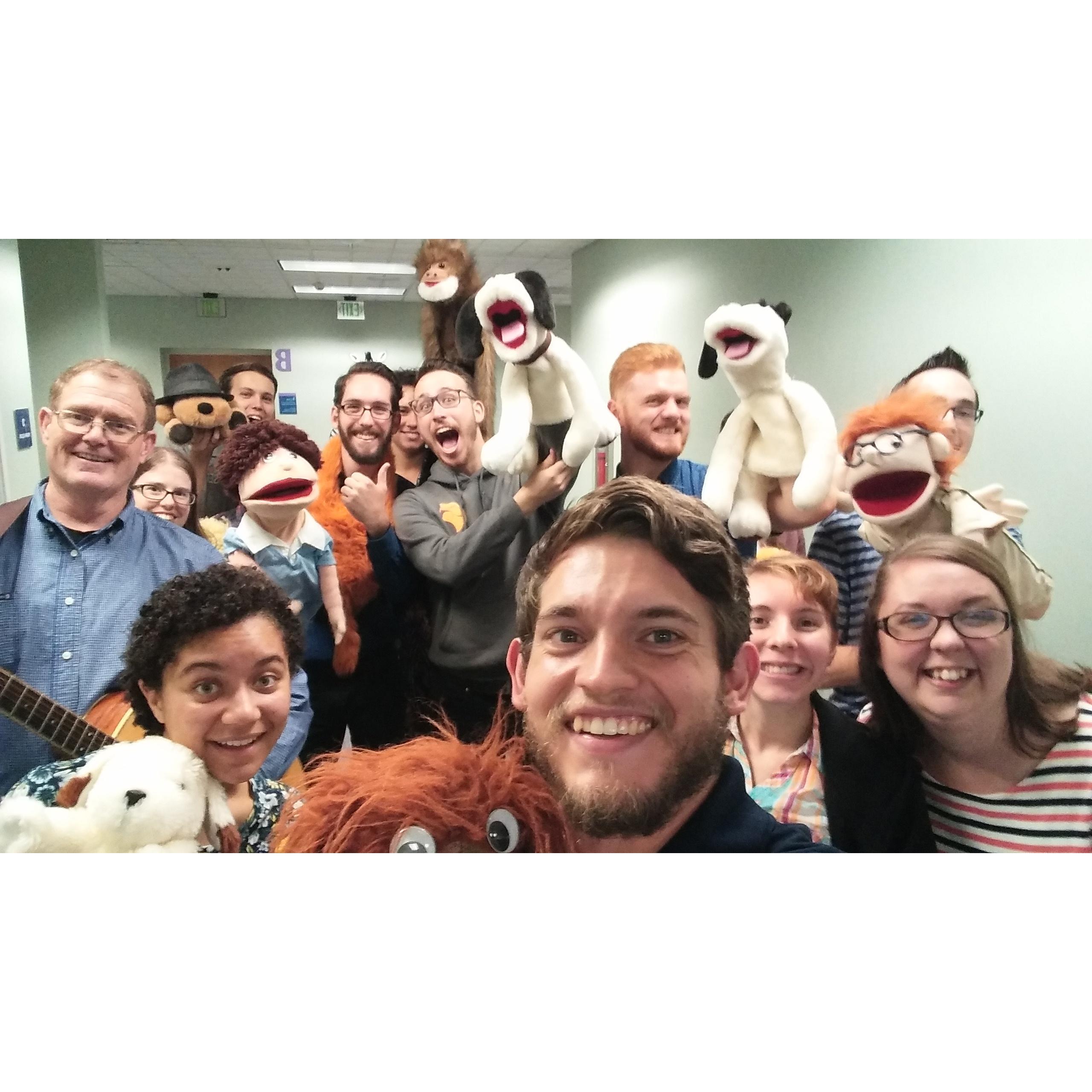 The first recollection that I (zach) have of Taisa was in Wednesday Night Puppets. Both of us have had the opportunity to serve in this ministry since 2013 and 2014.