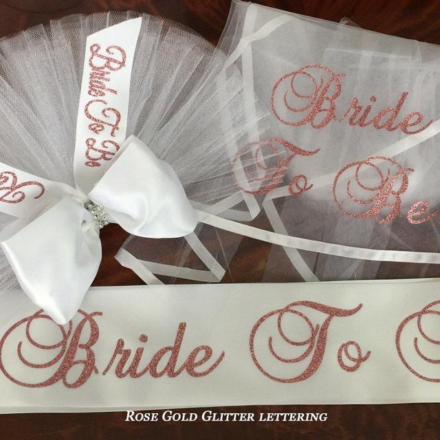 Booty Veil (Booty Cover, Bikini Veil). Sash and/or Hair Veil at add'l cost. ROSE GOLD lettering avail. Bachelorette Party PERSONALIZED- Buy individually or as a set