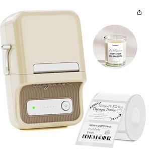 NIIMBOT B21 Label Maker, Thermal Label Printer, Portable Inkless Label Makers for Home/Office/Business, with 1 Pack 50x30mm White Label, Compatible with iOS & Android, (White)