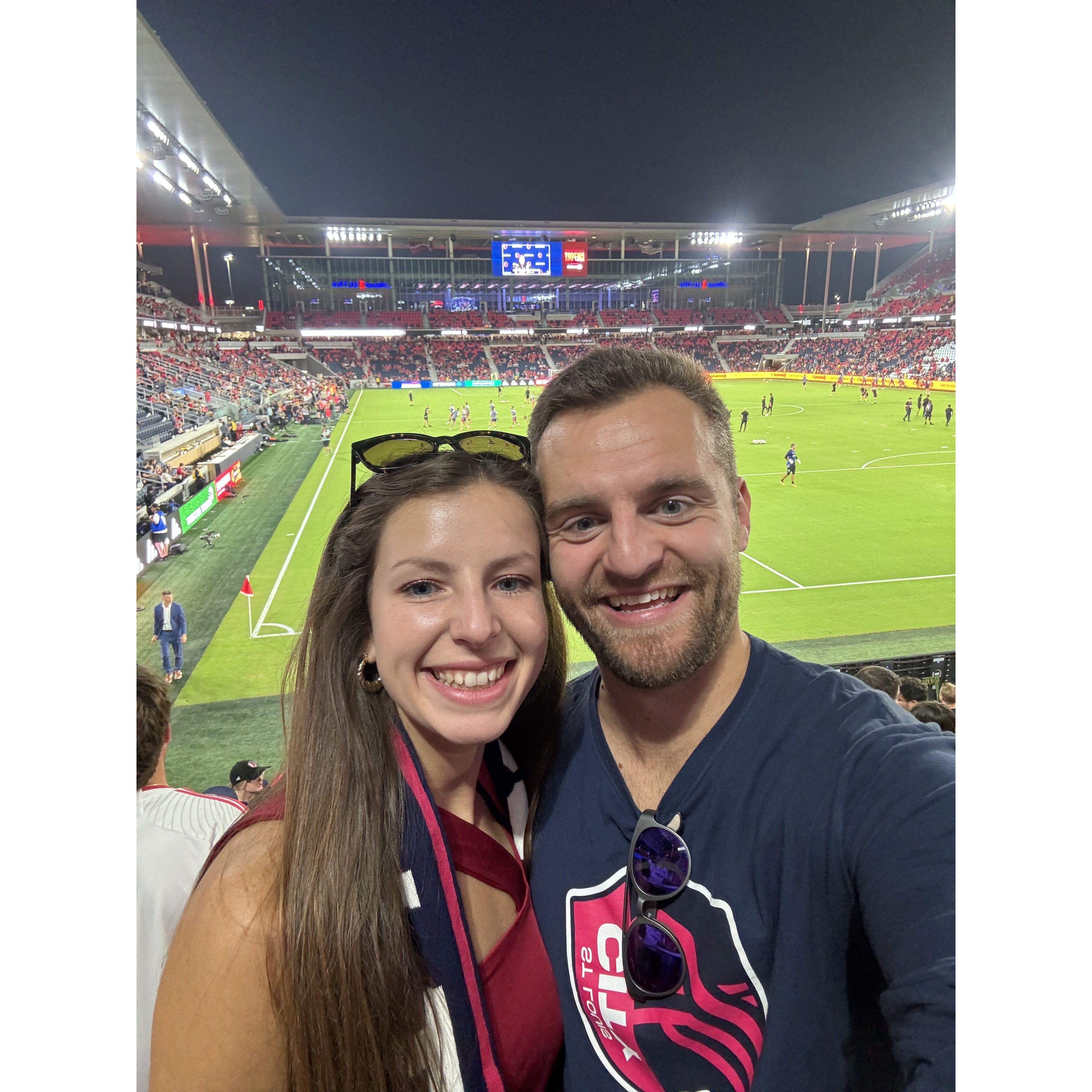 Enjoying a Saint Louis City soccer game.