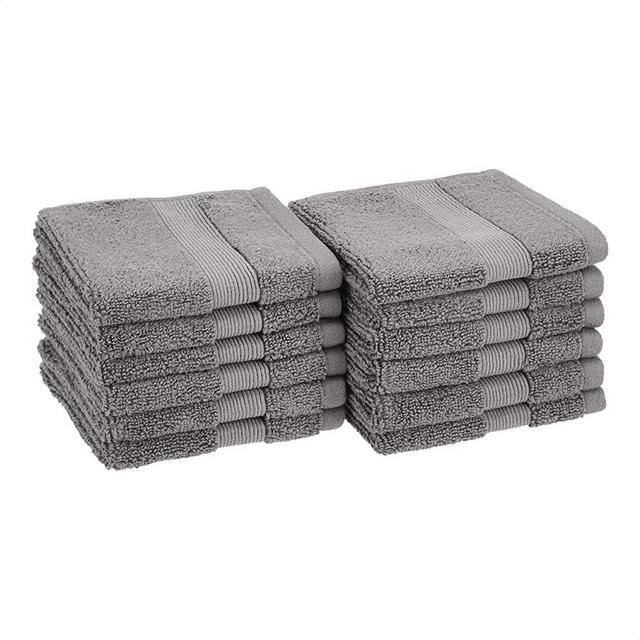 Amazon Basics Dual Performance Washcloths - 12-Pack, Warm Stone