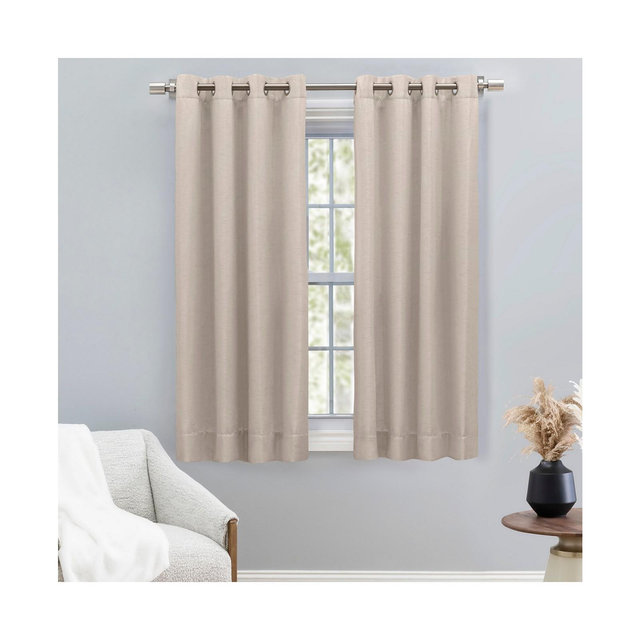 Ricardo Grasscloth Lined Grommet Curtain Panel w/Wand 54"W x 54"L