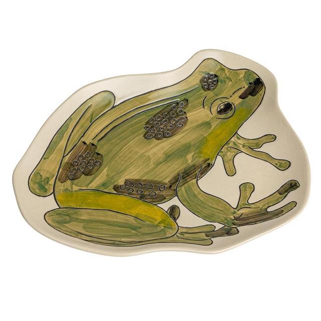 Creative Co-Op Garden Frog Stoneware Plate, Green