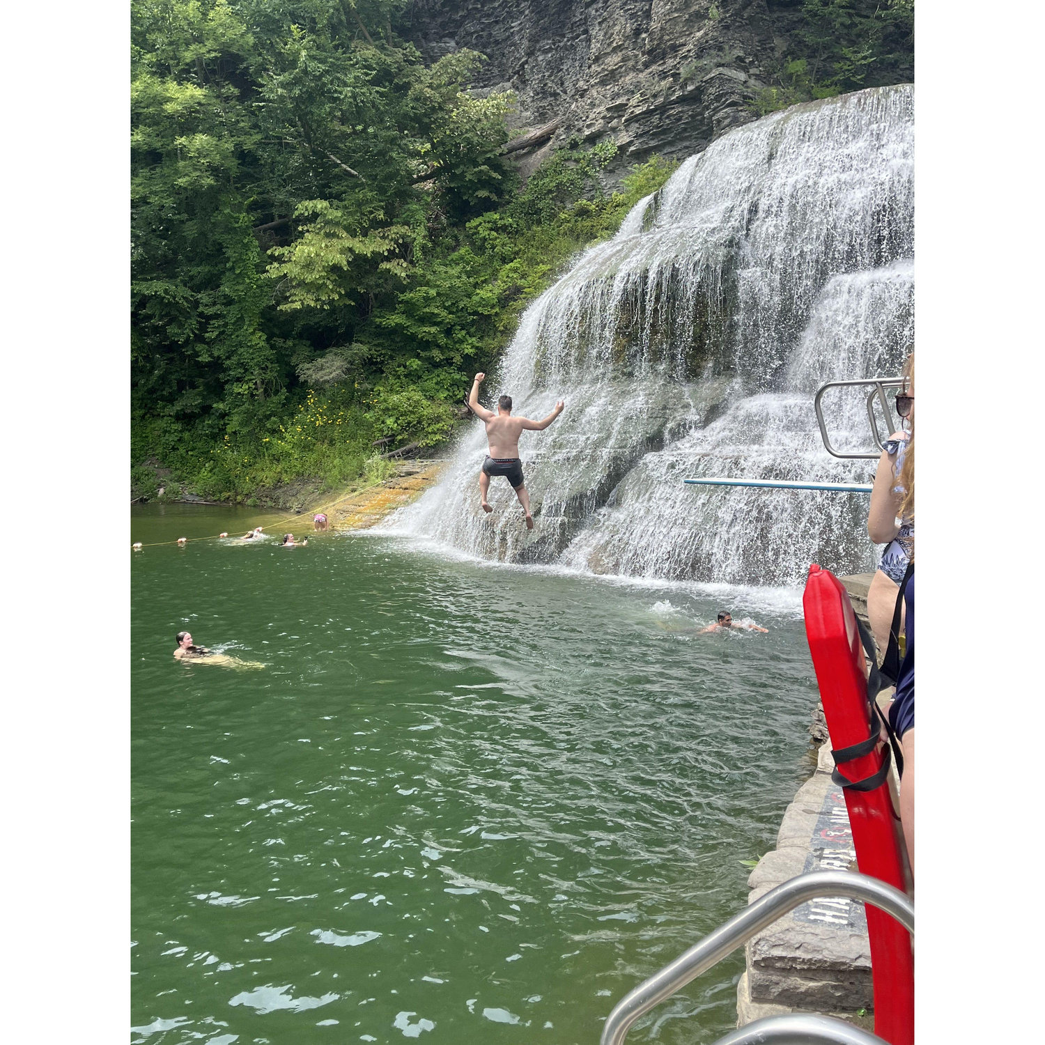 We visited Robert H. Treman State Park a week after Paul proposed. They've got a swimming area by a waterfall!