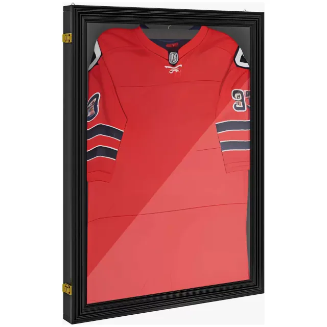 HOMCOM 24" x 32" Jersey Frame Display Case, UV-Resistant Jersey Shadow Box with 2 Keys, Hanger, Black
