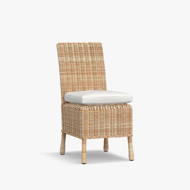 Huntington All-Weather Wicker Outdoor Dining Side Chair with Cushion, Natural