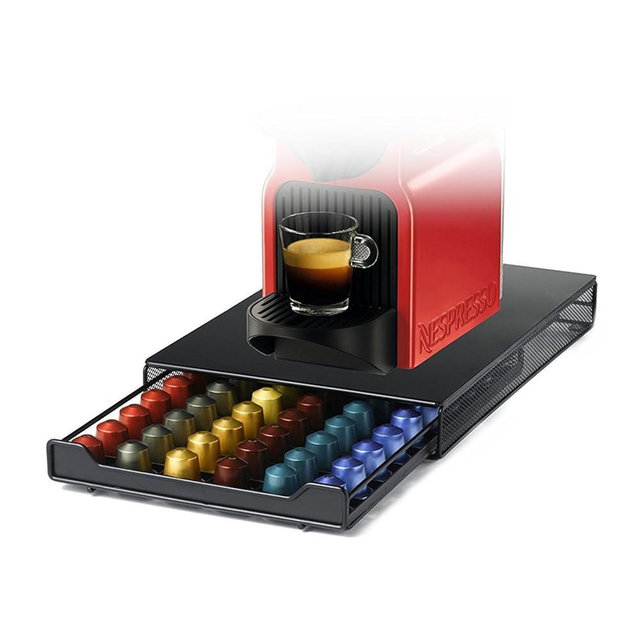 HiveNets Capsule Drawer Coffee Pod Storage Compatible for Nespresso Support Metal Holder 60 Pcs