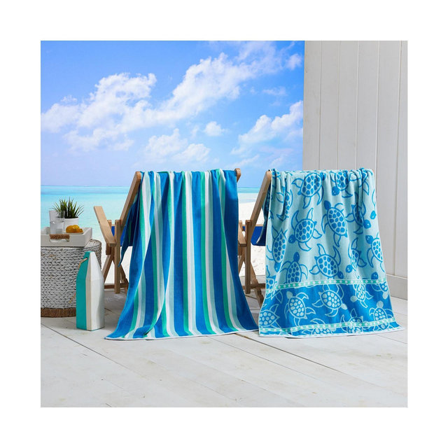 Linery & Co. 100% Cotton Jacquard 2 Pack Summer Beach Towels, 30" x 60"