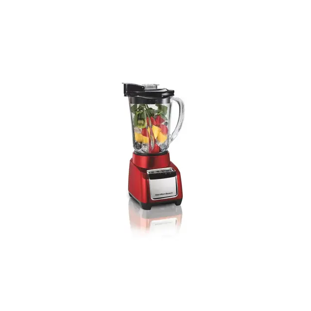 Hamilton Beach Wave Action Blender 48oz Red 53519FG: 700W Glass Jar, 6 Speeds, Dishwasher-Safe, Smoothie & Kitchen Blender