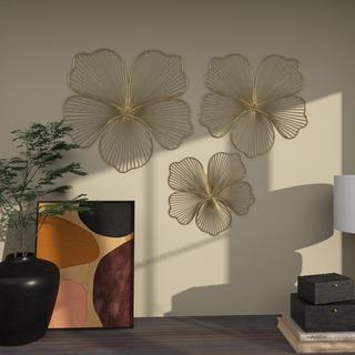 3-Piece Golden Glam Flower Wall Decor Set