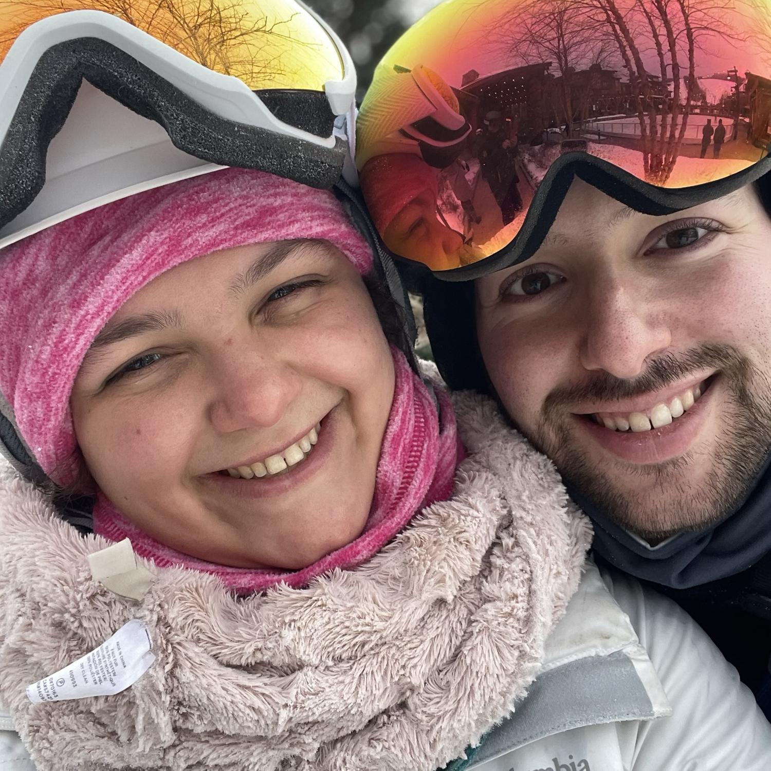 Our first time skiing together.