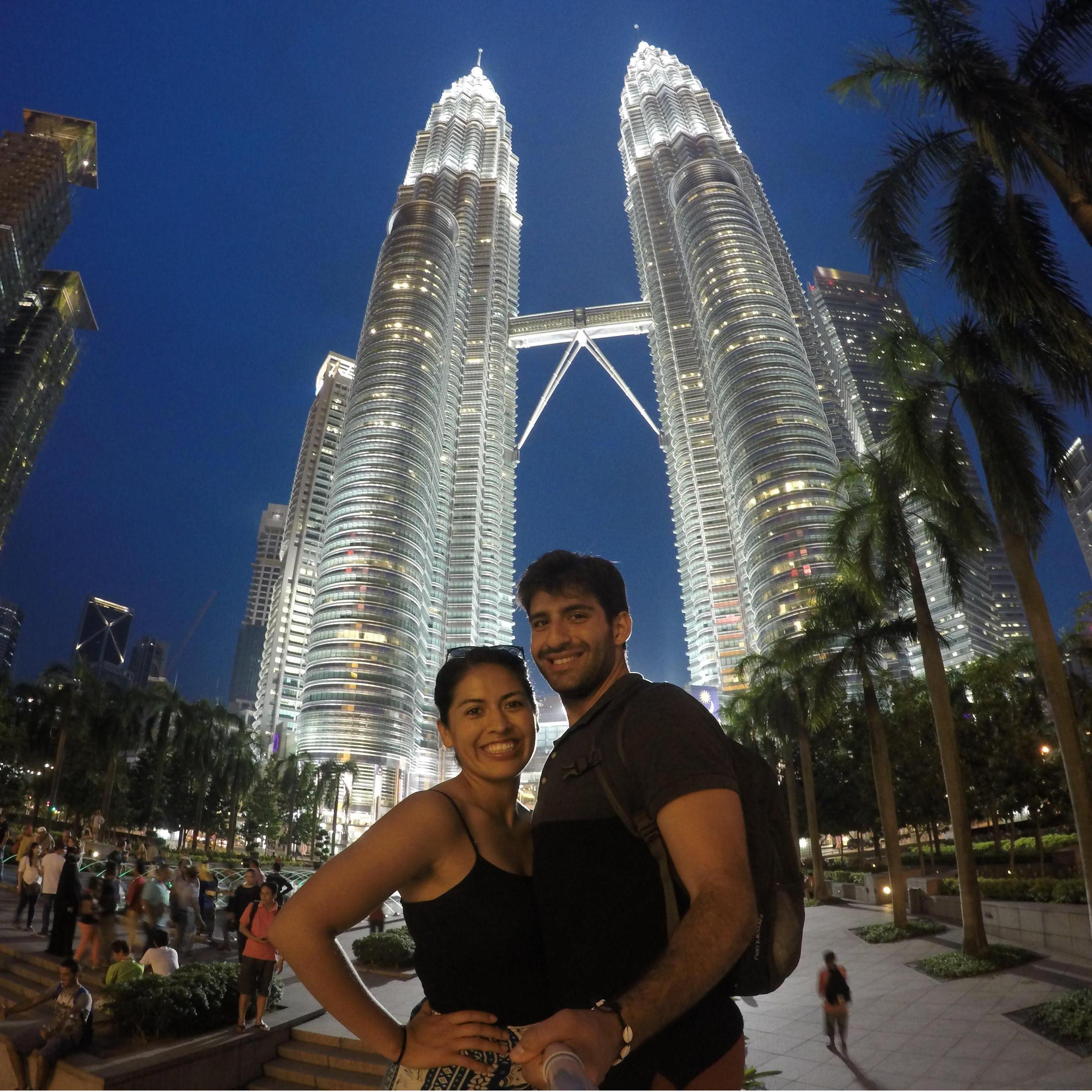 In Kuala Lumpur - behind are the Petronas Twin Towers