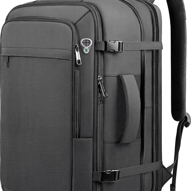 Sirmaeed Carry on Backpack, Extra Large 55L Travel Backpack TSA Approved, Expandable Laptop Bagpack, Water Resistant Bag Compatible with 18.4 inch Laptops, Black
