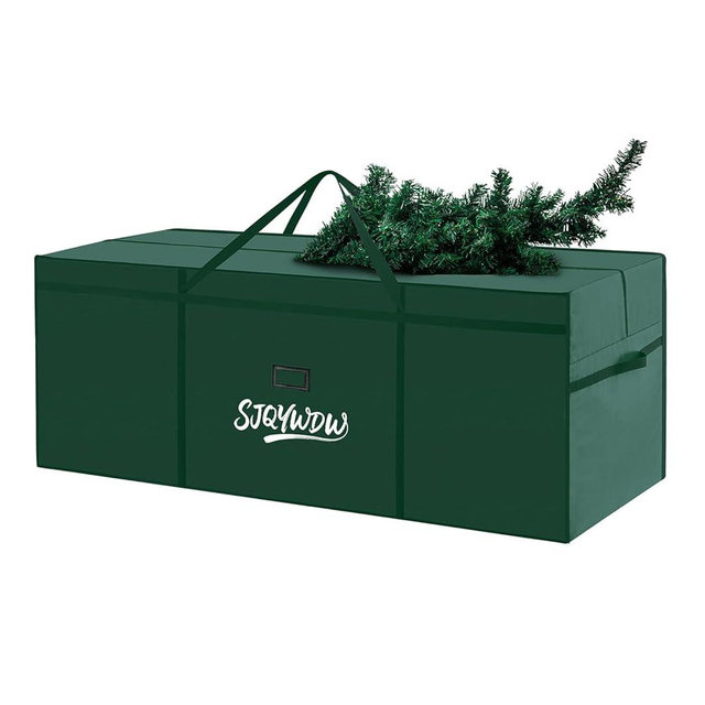 SJQYWDW Christmas Tree Storage Bag, 7.5 Ft Christmas Tree Bag, Reusable Heavy Duty 600D Oxford Cloth, Built-in Double Mesh Bags, Double Zippers for Large Artificial Christmas Tree(50×16×20in, Green)
