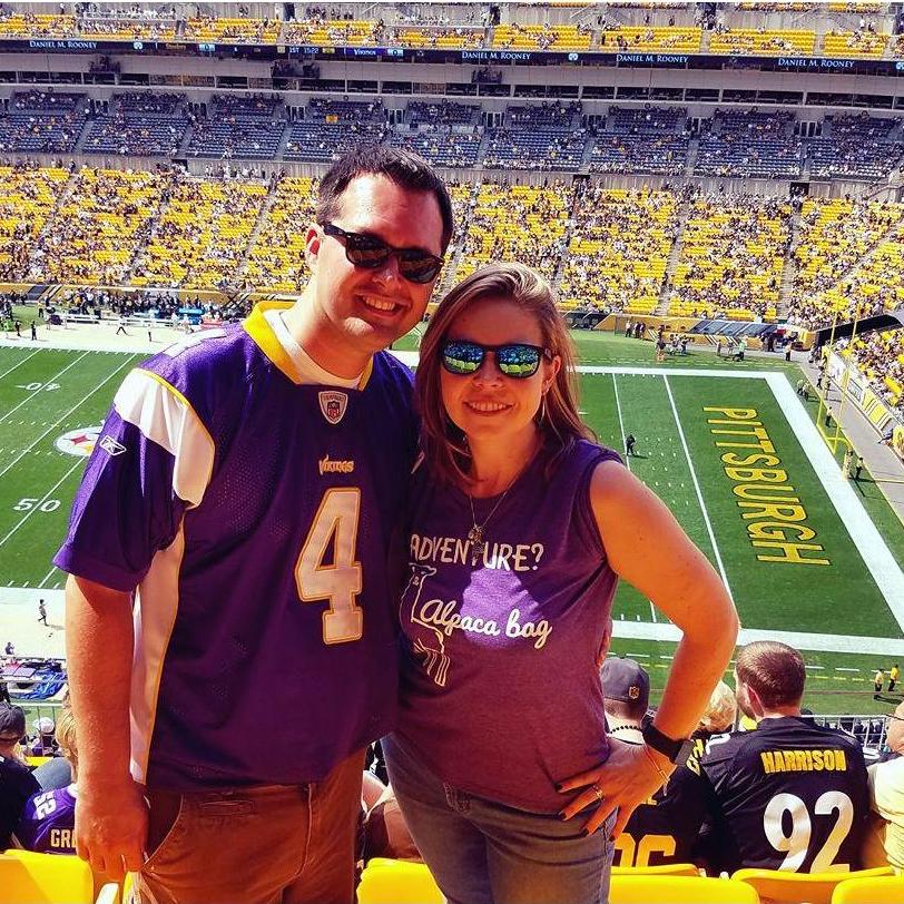 Zach & Amy at the Vikings/Steelers game in Pittsburg - one of many adventures!