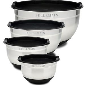 Top Rated Bellemain Stainless Steel Non-Slip Mixing Bowls with Lids, 4 Piece Set Includes 1 Qt, 1.5 Qt, 3 Qt. & 5 Qt.