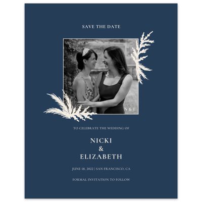 Navy, Blue Wedding Digital Save the Date - Woodland Portrait