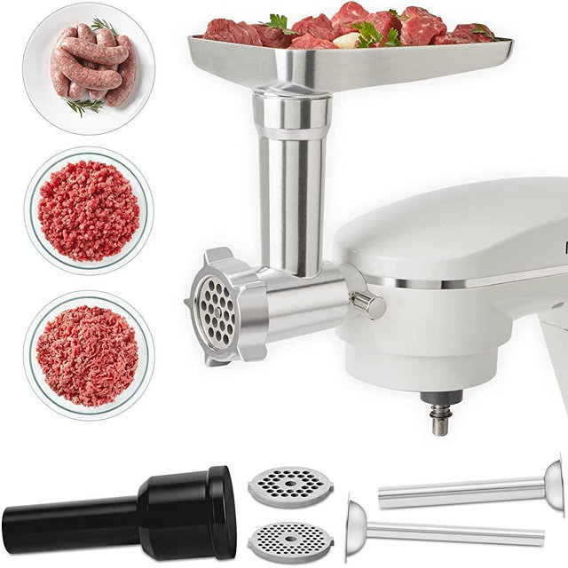 Meat Grinder Attachment for Instant Stand Mixer Pro, Includes 3 Grinding Plates, Cutting Blade, Sausage Plate, Sausage Tube, Food Tray, Food Pusher, and Feeder Housing, Meat Grinder Accessories