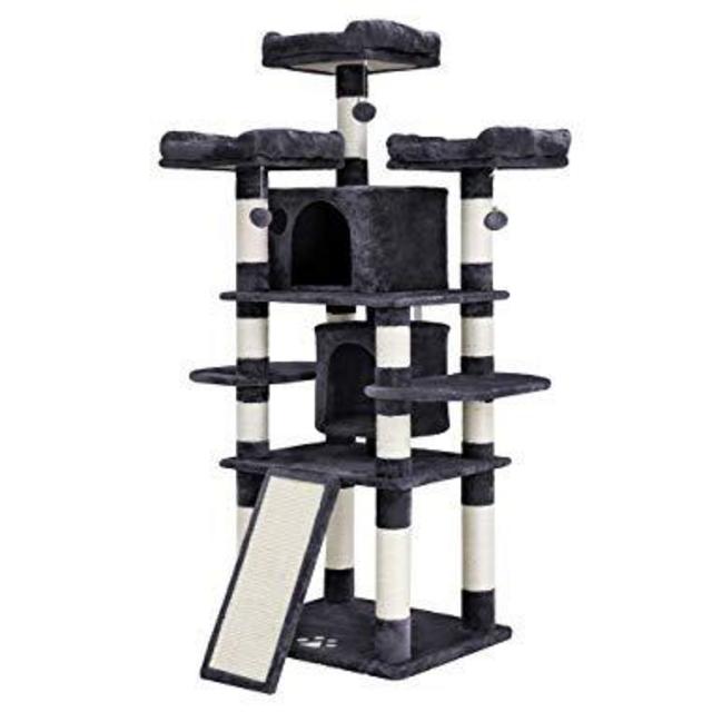 FEANDREA 67 inches Multi-Level Cat Tree for Large Cats, with Cozy Perches, Stable