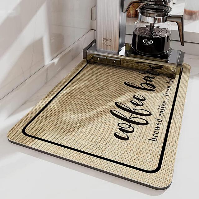 AMOAMI-Coffee Mat-Coffee Bar Accessories Super Absorbent Quick Dry Coffee Maker Mat for Countertops-Rubber Backed Coffee Bar Mat Fit Under Espresso Machine-24IN x 16IN