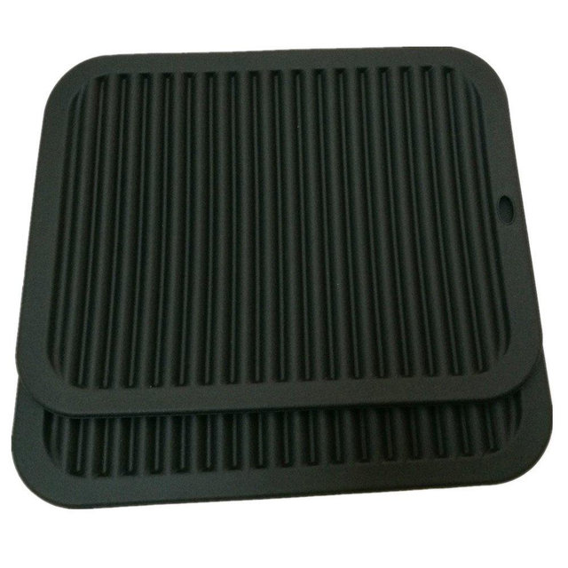 Silicone Trivets Mat Smithcraft 9"X12" Big Multi-purpose Drying Trivet Mat, Pot Holder, Waterproof, (Set of 2) Non Slip, Flexible, Durable, Dishwasher Safe Black