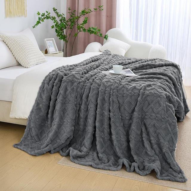 Aganear Fleece Blanket Queen Size - Washed Plush Fuzzy Cozy Soft Lightweight Blanket for Couch, Sofa, Bed, Office, Breathable and Skin-Friendly Blanket for All Season Accessories(90"x90", Gray)