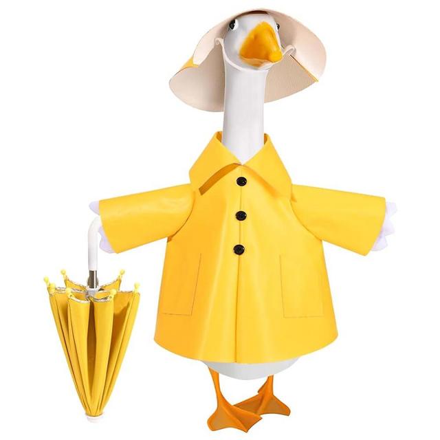 Kuscul Raincoat Goose Outfit Porch Goose Clothes for 23" Lawn Outdoor Garden Yard Patio Statue Spring Decor (Yellow)
