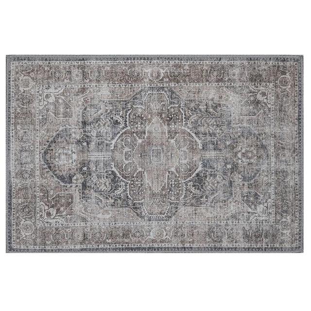 Adiva Rugs Machine Washable Area Rug with Non Slip Backing for Living Room, Bedroom, Bathroom, Kitchen, Printed Vintage Home Decor, Floor Decoration Carpet Mat (VIZON, 2' x 3')