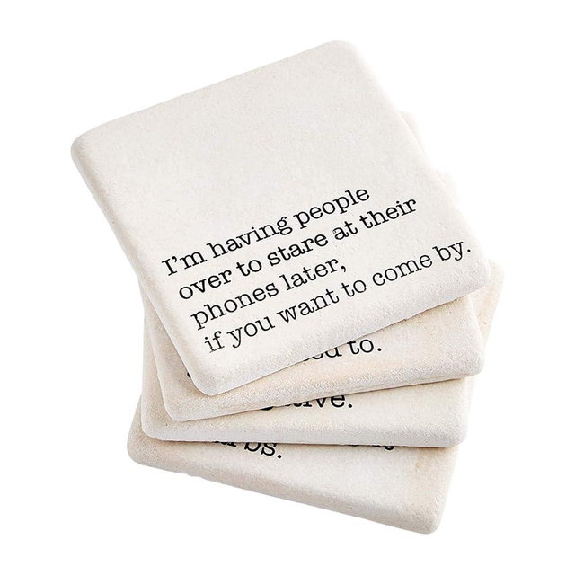 Having Printed Coaster Set