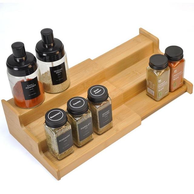 JinDoWin Spice Rack Organizer For Cabinet, Spice Organization For Cabinet, Spice Rack For Countertop,15.7 Inch Adjustable Seasoning Organizer Spice Organizer and Perfume Organizer (1 Pack, Medium)