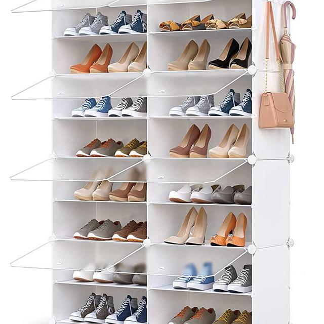 HOMICKER Shoe Storage,32 Pairs Shoe Rack Organizer for Closet Shoe Cabinet with Door Shoe Shelves for Closet,Entryway,Hallway,Bedroom