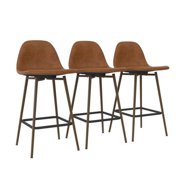 Copley Upholstered Bar Stool with Faux Leather Caramel - Project 62™
