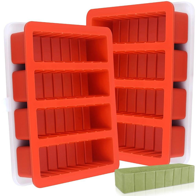 Wilewir 2Pcs Silicone Butter Tray with Lid, Non-Stick Silicone Butter Mold with Lids for Making Butter, Standard Butter Mold Size for Homemade Butter (Standard with Scale Markings(Lid))