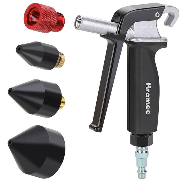 Hromee High Flow Air Blow Gun with 1/8-Inch Rubber Tip Set, Air Dust Gun Nozzle Compressor Accessories with 1/2-Inch Adapter