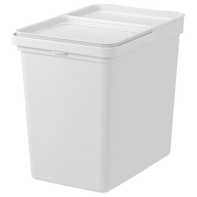 HÅLLBAR Bin with lid, light gray6 gallon
