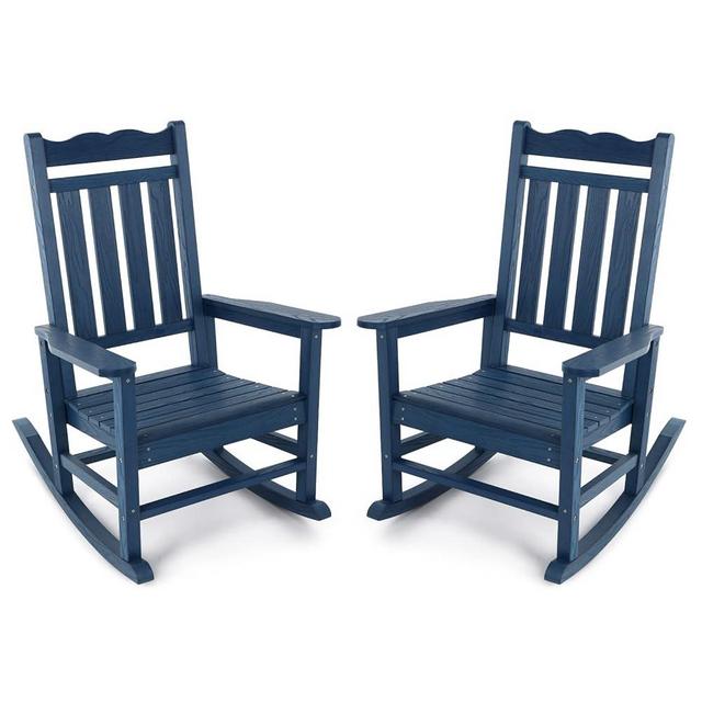 Stoog All-Weather Patio Rocking Chairs Set of 2, Outdoor Rocking Chair with 400 lbs Support, Porch Rocker, Rocking Chairs for Porch, Backyard, Garden and Deck, Blue