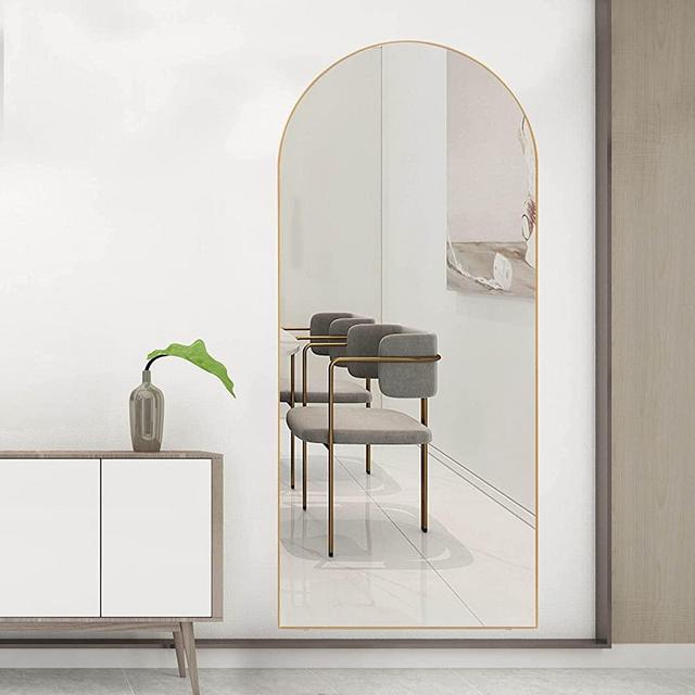 RACHMADES Full Length Mirror 65"×24", Arched Mirror, Large Mirror, Floor Mirror with Stand, Wall Mirror Standing Hanging or Leaning Against Wall for Bedroom, Sleek Arched-Top Mirror, Wall Mirror