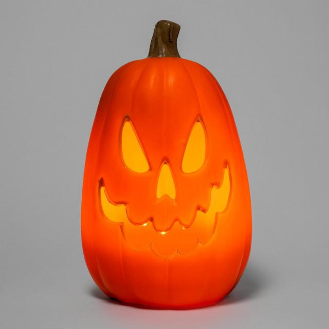 16" Light Up Pumpkin 6 Teeth Orange Halloween Decorative Prop - Hyde & EEK! Boutique™