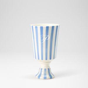Ceramic Pedestal Vase with Monogram