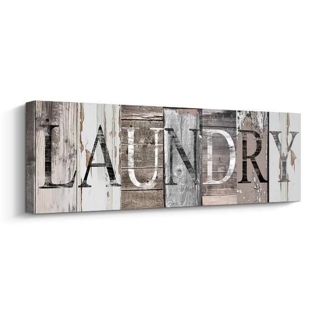 Laundry Sign Room Decor Canvas Wall Art Prints for Rooms (with Solid Wood Inner Frame) (Laundry, 8 x 24 inch)