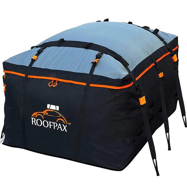 RoofPax Rooftop Cargo Carrier for SUV - 23 Cubic Feet. Waterproof Excellent Military Quality Car Top Carrier. Heavy Duty RoofBag. Fits All XXL Vehicles with/Without Rack. 4+2 Door Hooks Included.…
