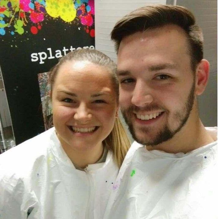 Pre-engagement picture, ready to splatter paint.