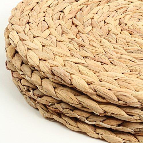Koyal Wholesale Water Hyacinth Placemats, 13" Round Mat Weave Charger Plates, Set of 4, Eco Friendly Tropical Wedding or Home Decor