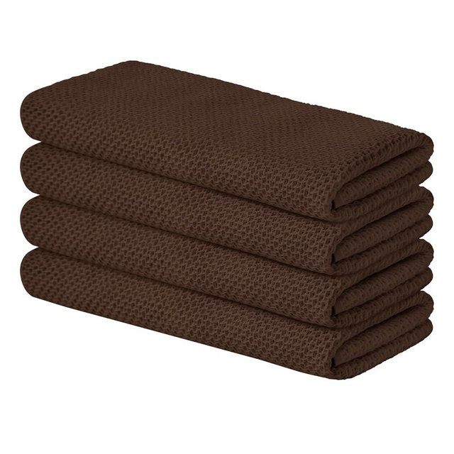 Artoid Mode 100% Cotton Dark Coffee Waffle Weave Kitchen Dish Cloths, 13x28 Inch Ultra Soft Absorbent Quick Drying Kitchen Dish Towels Set of 4