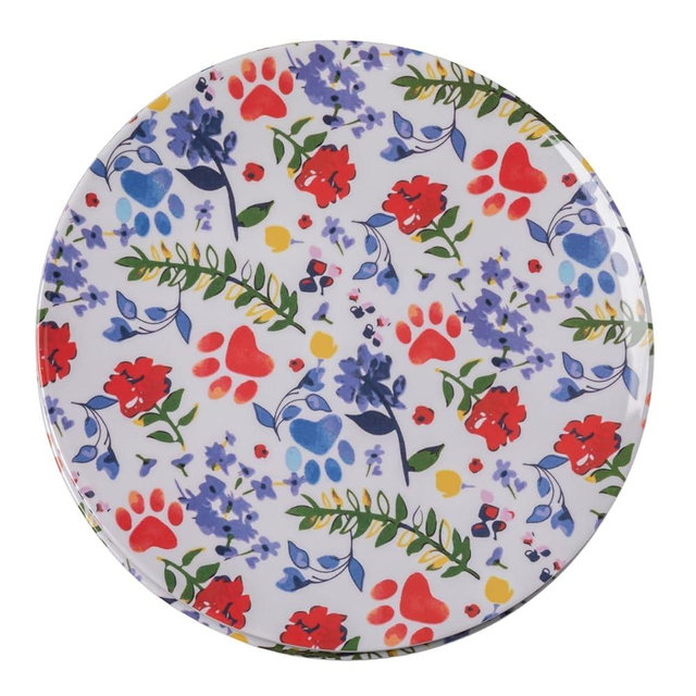 GreaterGood Flower Garden Paws Melamine Dinnerware Set - Set of 4 (White, Plates)