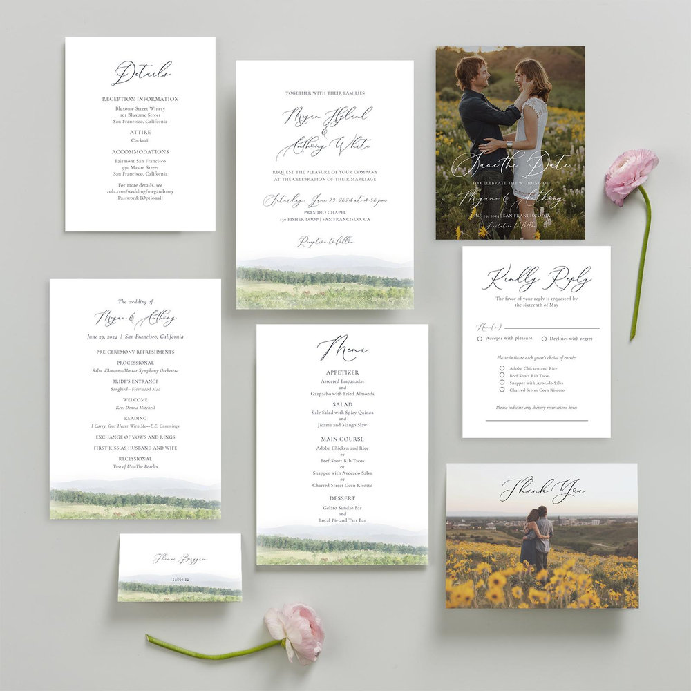 Meadowlark Portrait | White | Zola Wedding Invitations