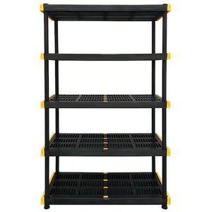 Project Source Commander Plastic Heavy Duty 5-Tier Utility Shelving Unit (48-in W x 20-in D x 72-in H), Black, (200-lb Capacity Per Shelf)