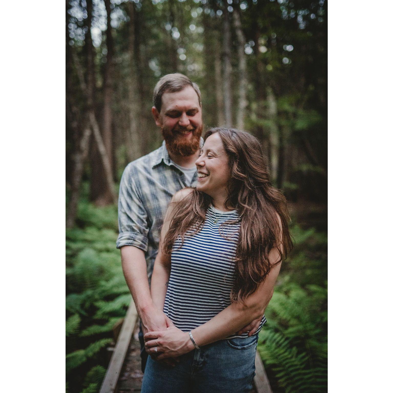 Engagement photos taken on the White Cedar Segment of the Ice Age Trail at the Rice Lake Preserve in June 2025 by the fabulous Sara Griena: AnaFinn Photography, www.anafinnphotography.com